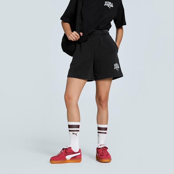 PUMA CLASS Women's 5" Washed Shorts, PUMA Black, extralarge-IND